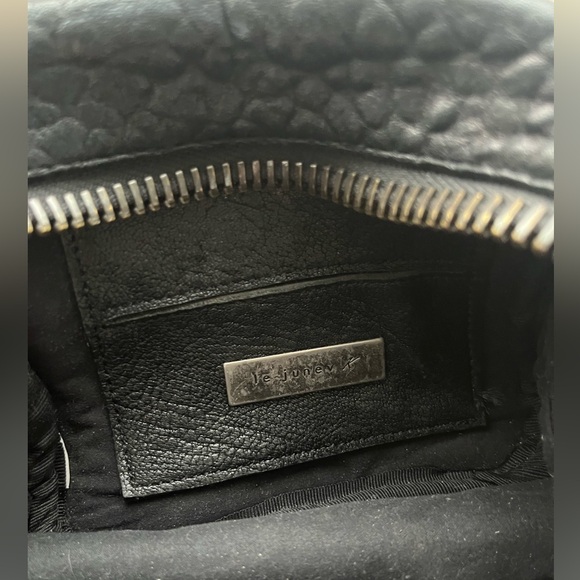 Black Faux Pebbled Leather Crossbody Bag with Chain Strap - Picture 9 of 16